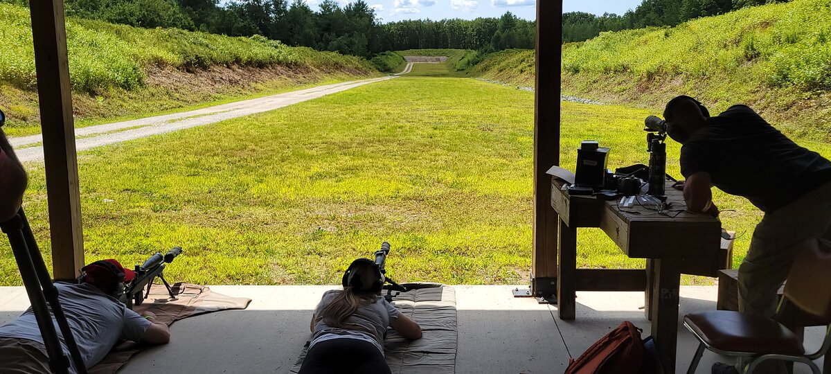 Shooters at the long-range clinic firing prone at 400 yards